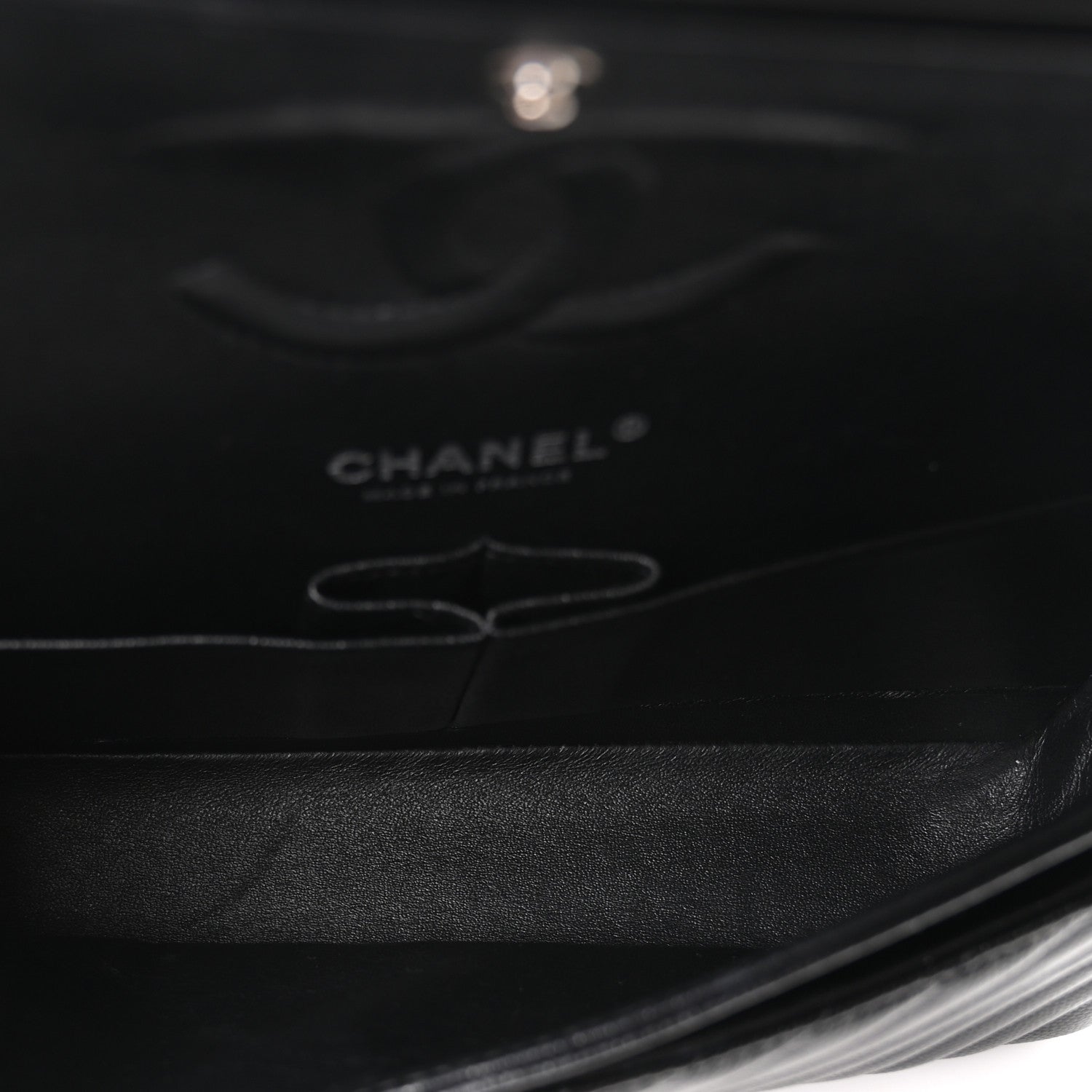 Chanel Caviar Chevron Quilted Medium Double Flap Black 5 of 10