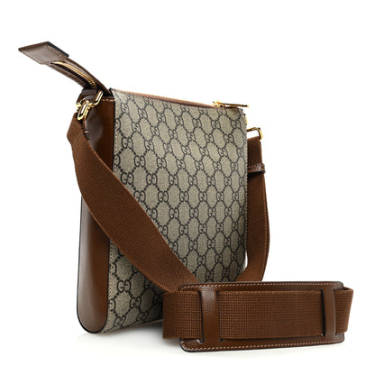 Gucci GG Supreme Monogram Azalea Calfskin Retro Interlocking G Flat Messenger Bag Beige Ebony Brown Sugar 3 of 9