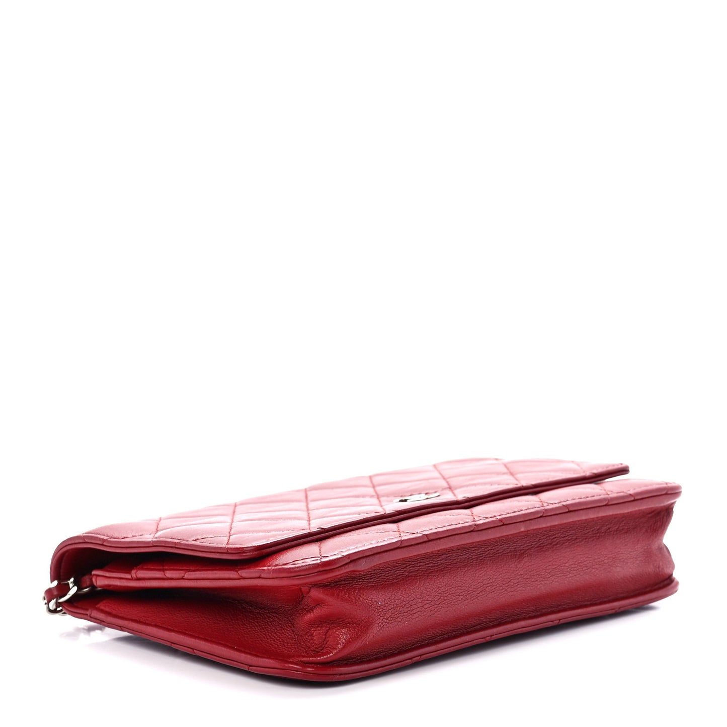 Lambskin Quilted Wallet On Chain WOC Red