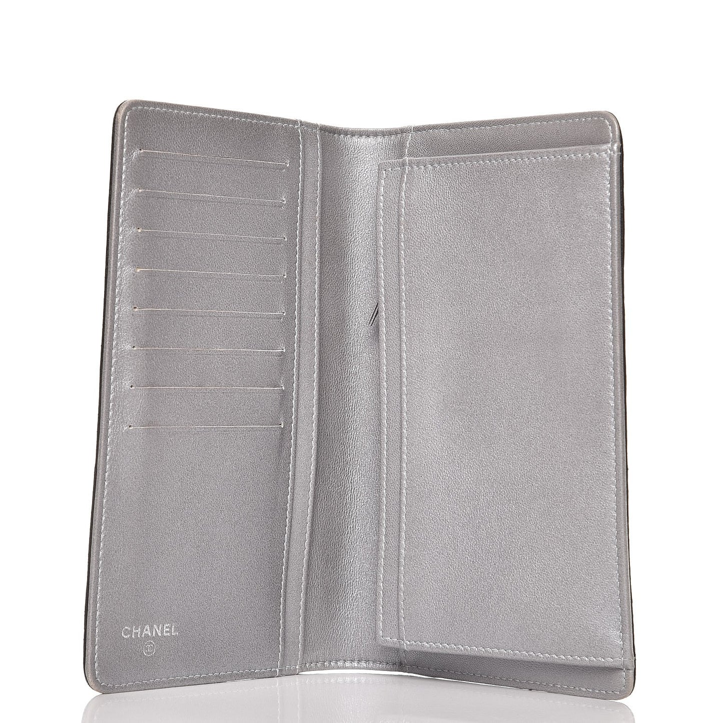 Lambskin Camellia Embossed Yen Wallet Black