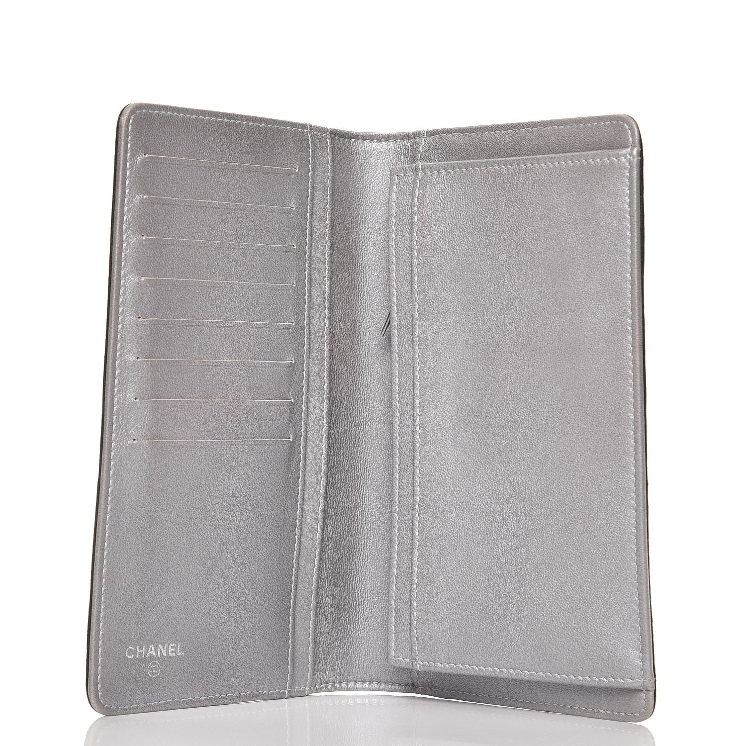 Chanel Lambskin Camellia Embossed Yen Wallet Black 5 of 8