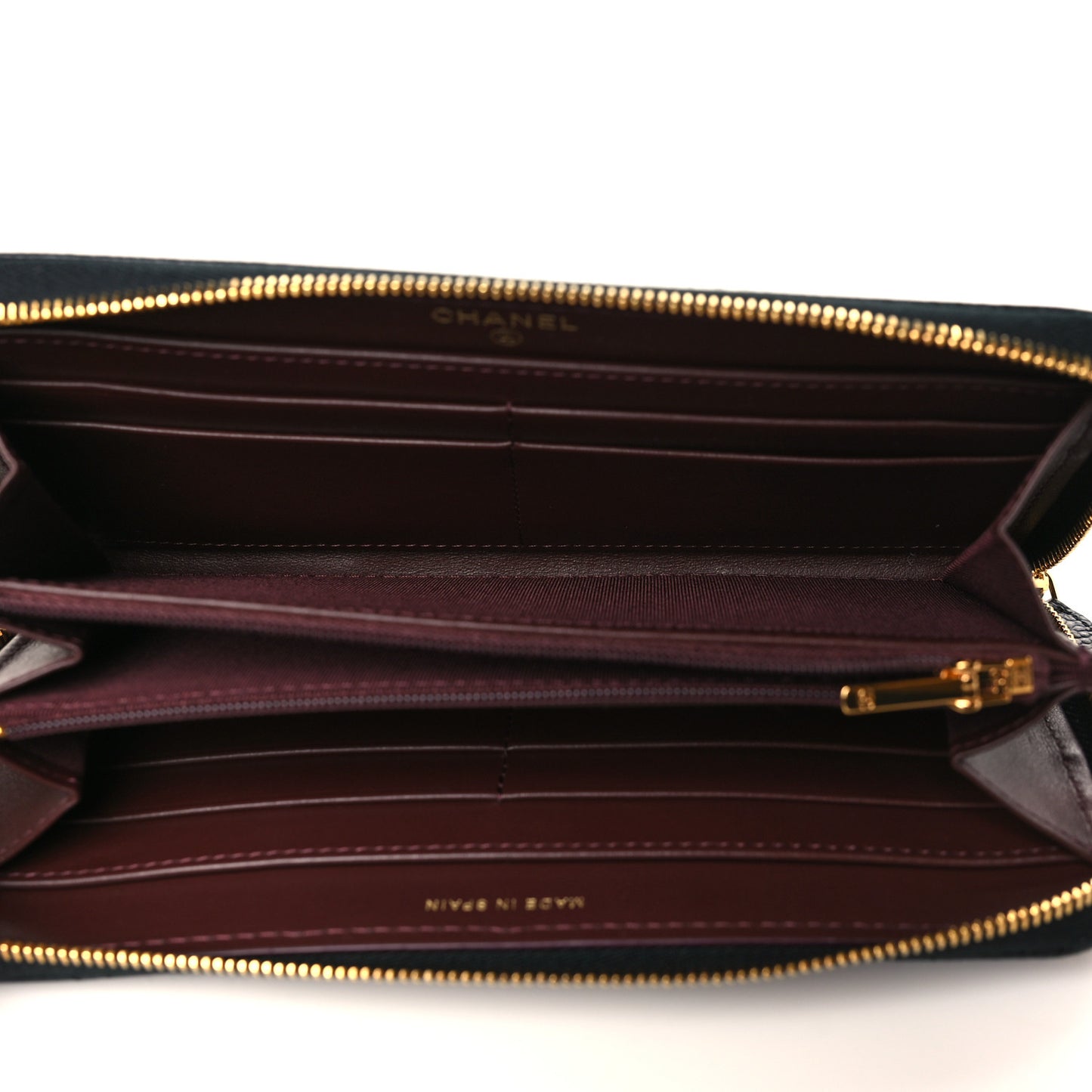 Caviar Quilted Large Gusset Zip Around Wallet Black