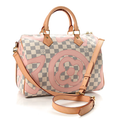 Louis Vuitton Damier Azur Tahitienne Speedy Bandouliere 30 Rose Ballerine 3 of 9
