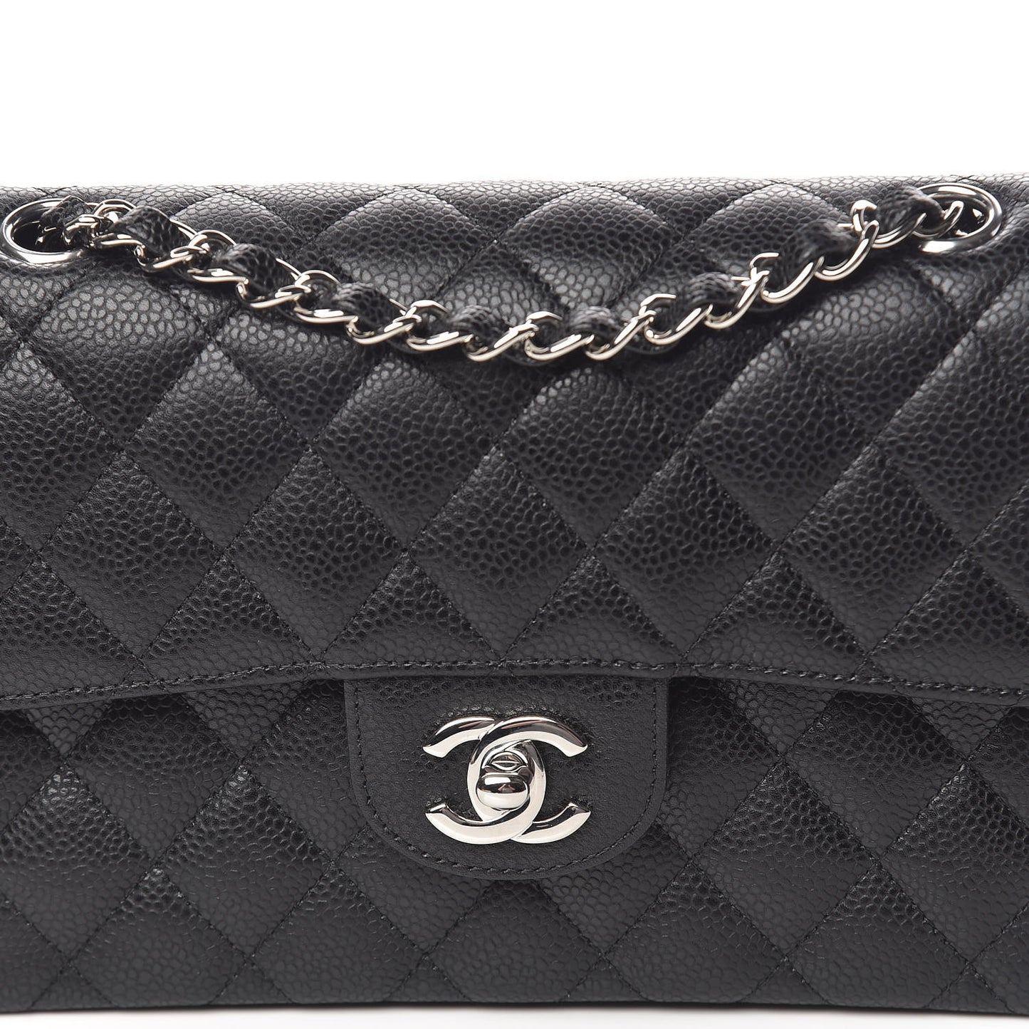 Caviar Quilted Small Double Flap Black