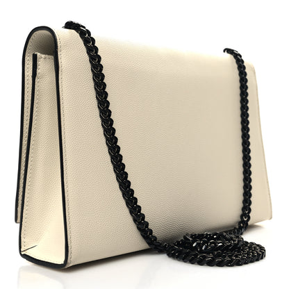 Saint Laurent Grain De Poudre Medium Classic Monogram Kate Satchel Porcellana Black 3 of 10