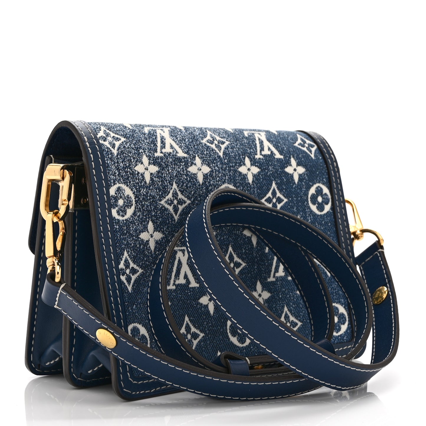 Denim Monogram Jacquard Dauphine Mini Bleu