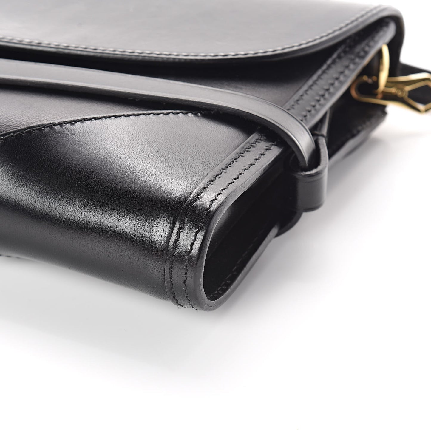Polished Bridle Calfskin Katherine Crossbody Clutch Black