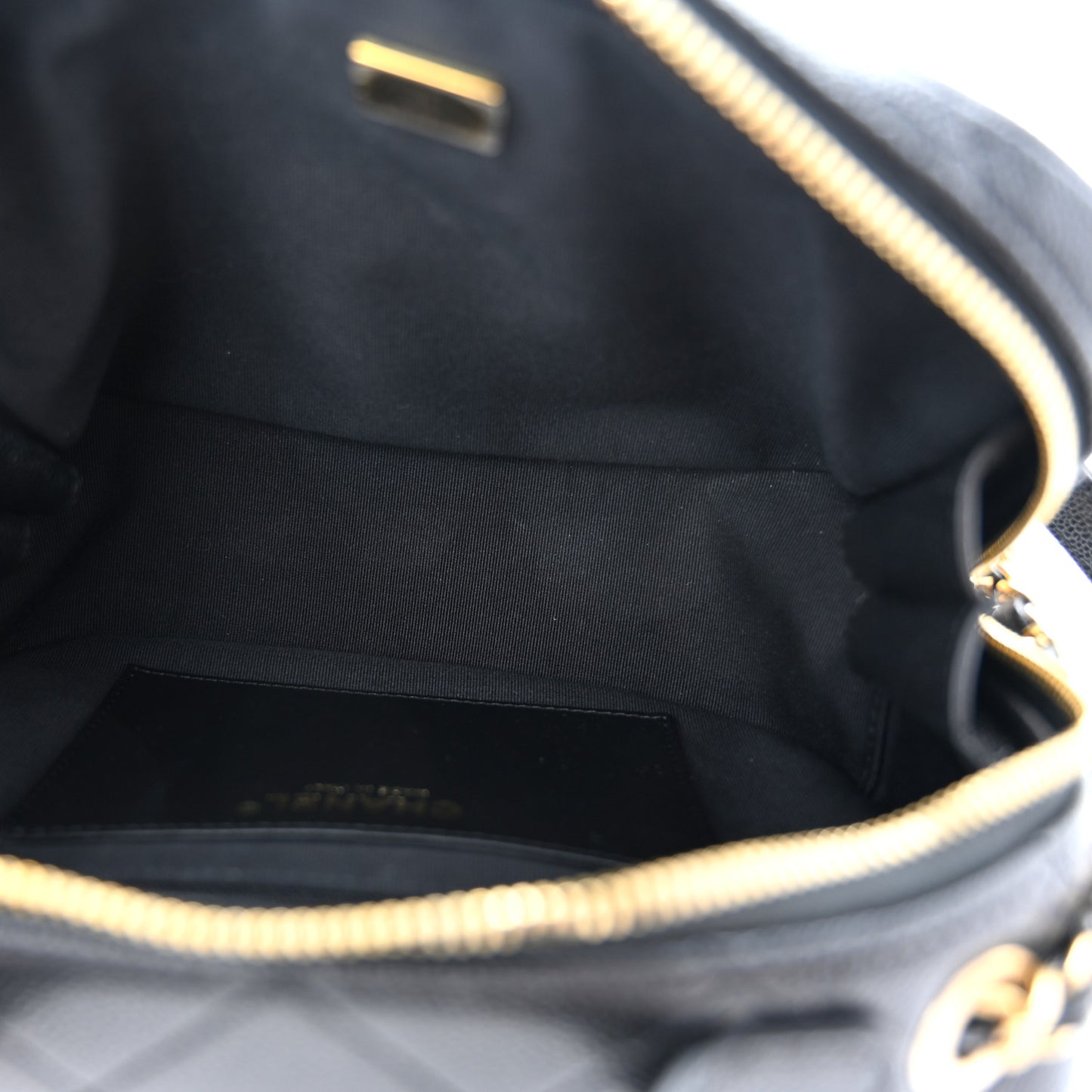 Caviar Quilted CC Small Top Handle Vanity Case Black