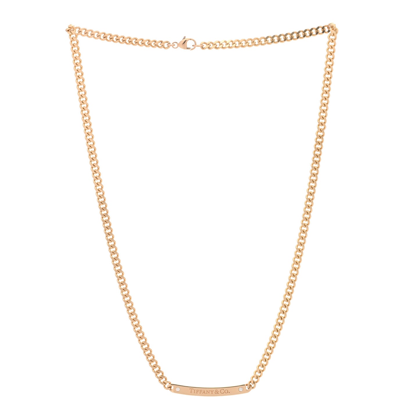 18K Rose Gold Diamond Micro Link ID Chain Necklace