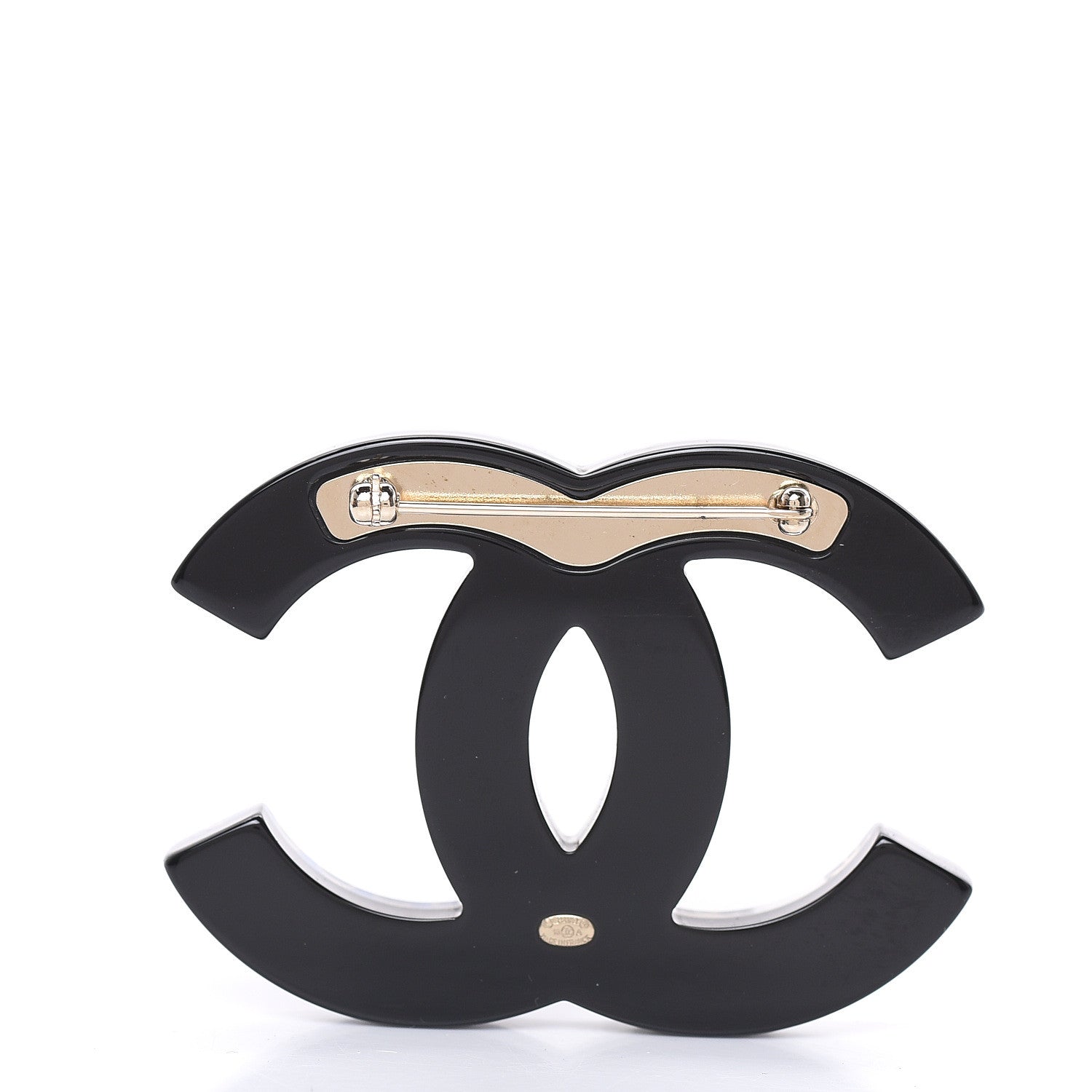 Chanel Resin Metal CC Brooch Blue Black 3 of 5