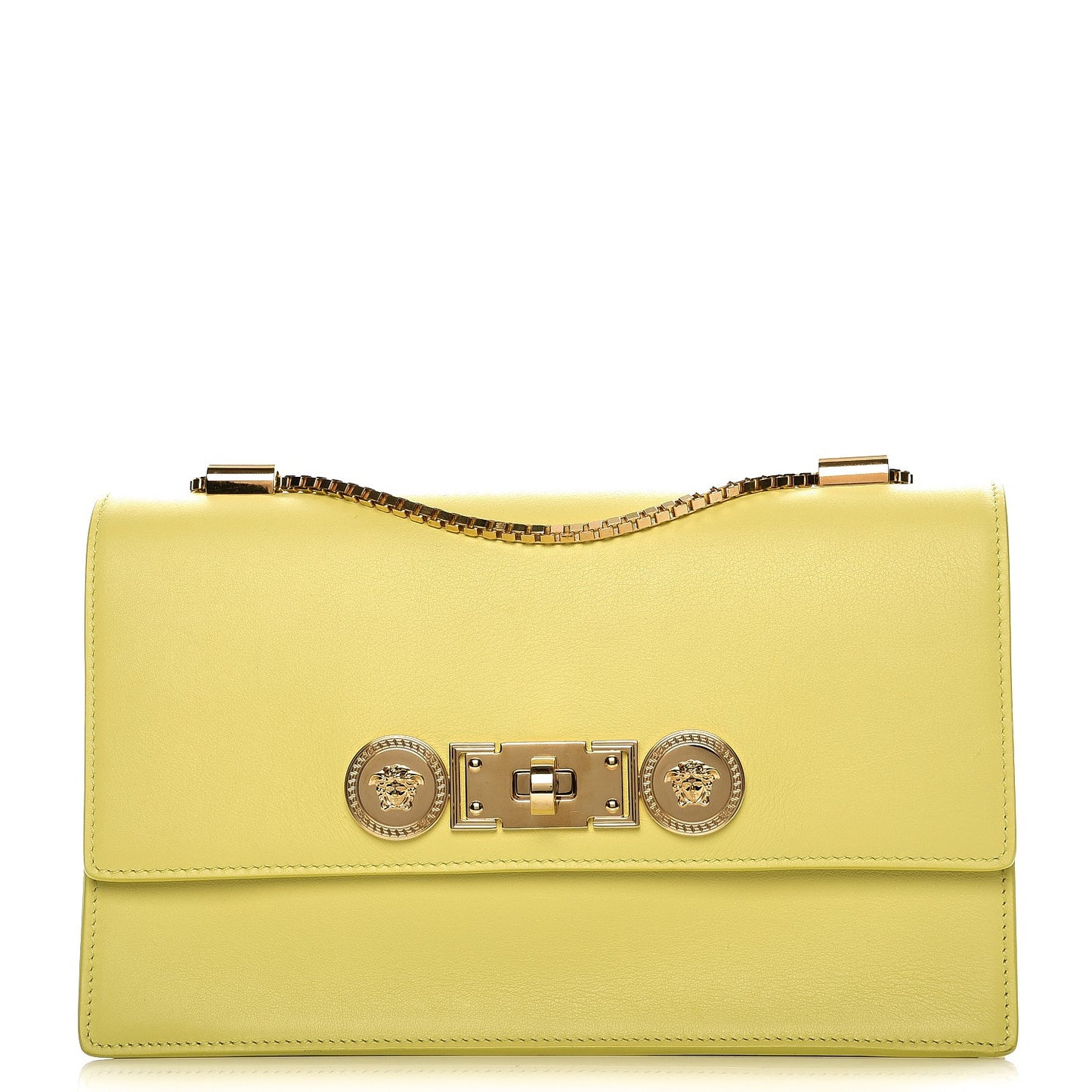 Calfskin Signature Flap Bag Yellow