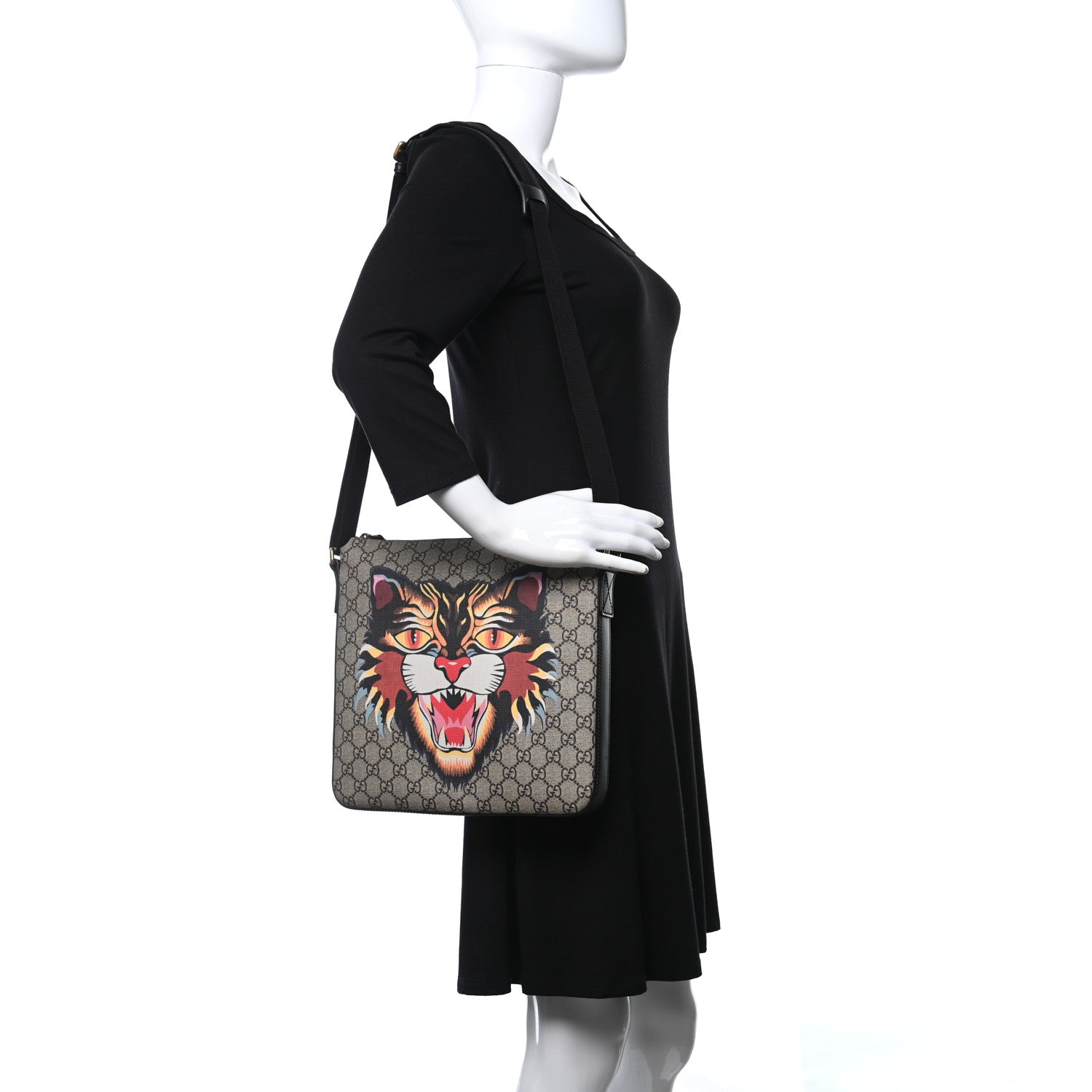 Gucci GG Supreme Monogram Angry Cat Flat Messenger Bag 2 of 9