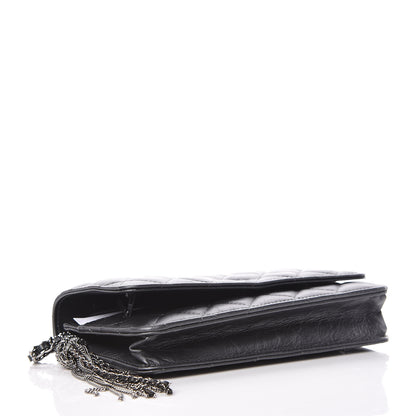 Chanel Aged Calfskin Quilted Tassel Wallet On Chain WOC Dark Silver 4 of 10