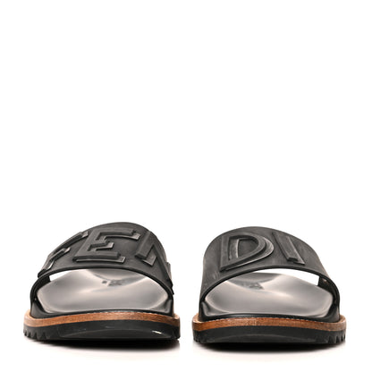 Fendi Rubber Vocabulary Logo Slide Sandals 7 Black 2 of 11