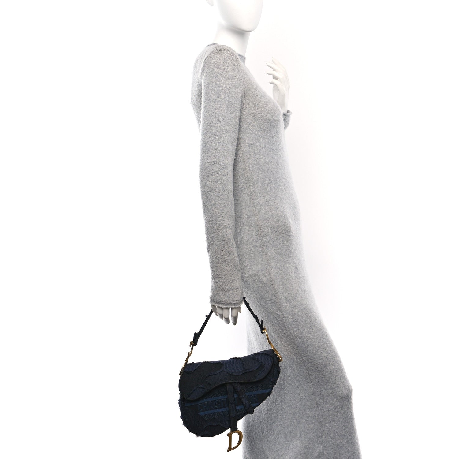 Christian Dior Canvas Embroidered Camouflage Saddle Bag Blue 2 of 10