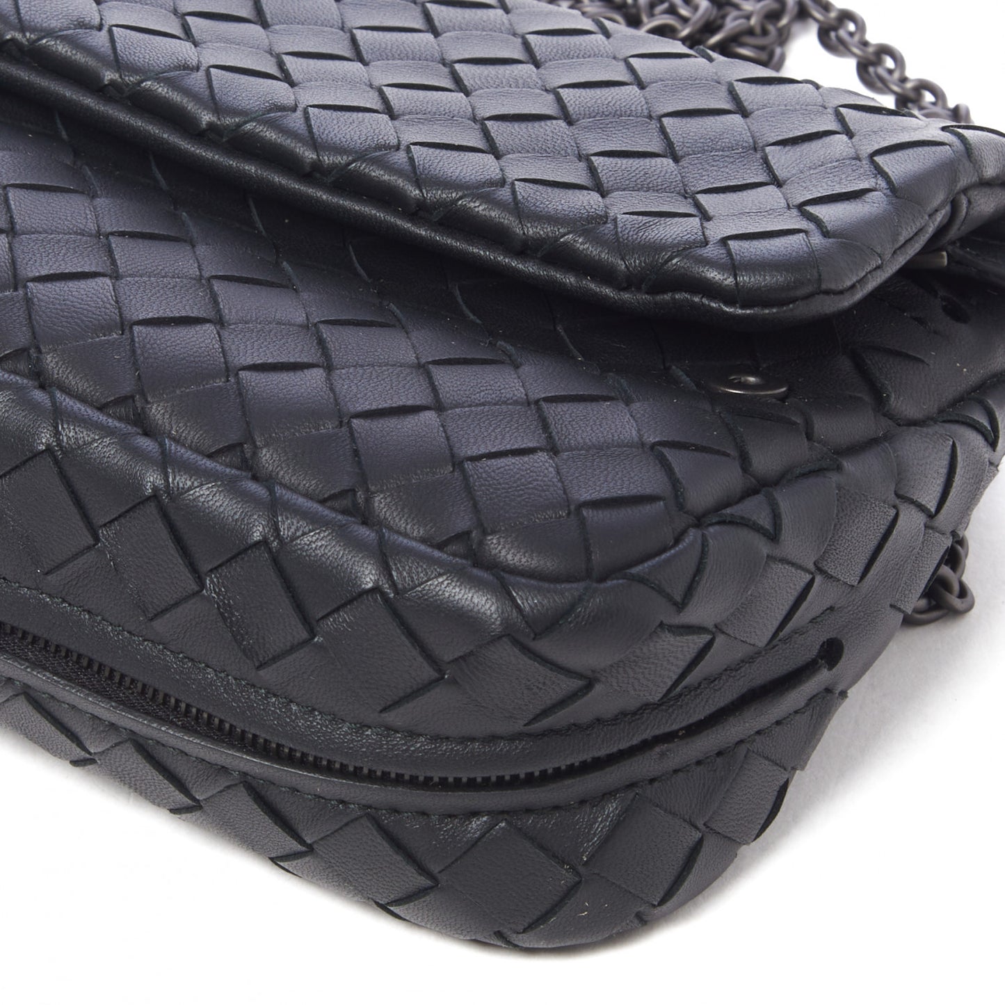 Nappa Intrecciato Small Chain Crossbody Black