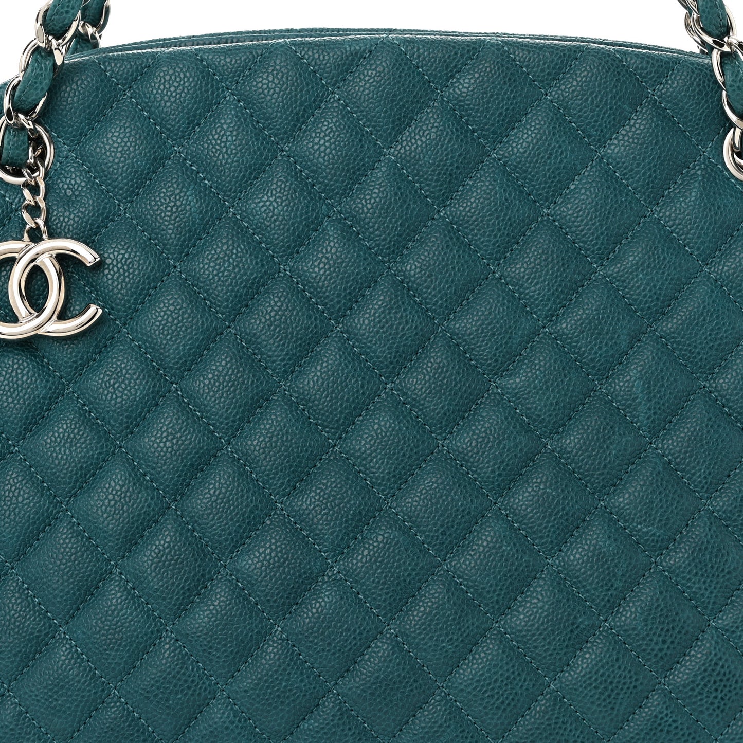 Caviar Quilted Large Just Mademoiselle Bowling Bag Turquoise