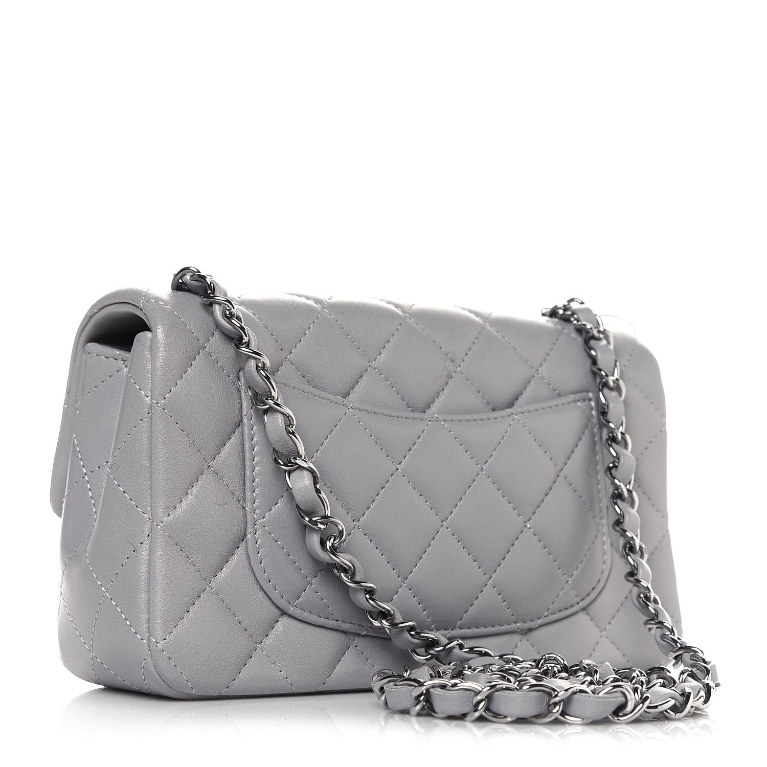 Chanel Lambskin Quilted Mini Rectangular Flap Grey 2 of 11
