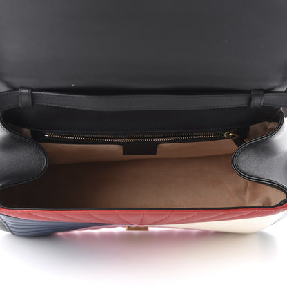 Gucci Calfskin Bamboo Trapuntata Queen Margaret Top Handle Bag Blue Agata Hibiscus Red Mystic White Sugar Pink 5 of 10