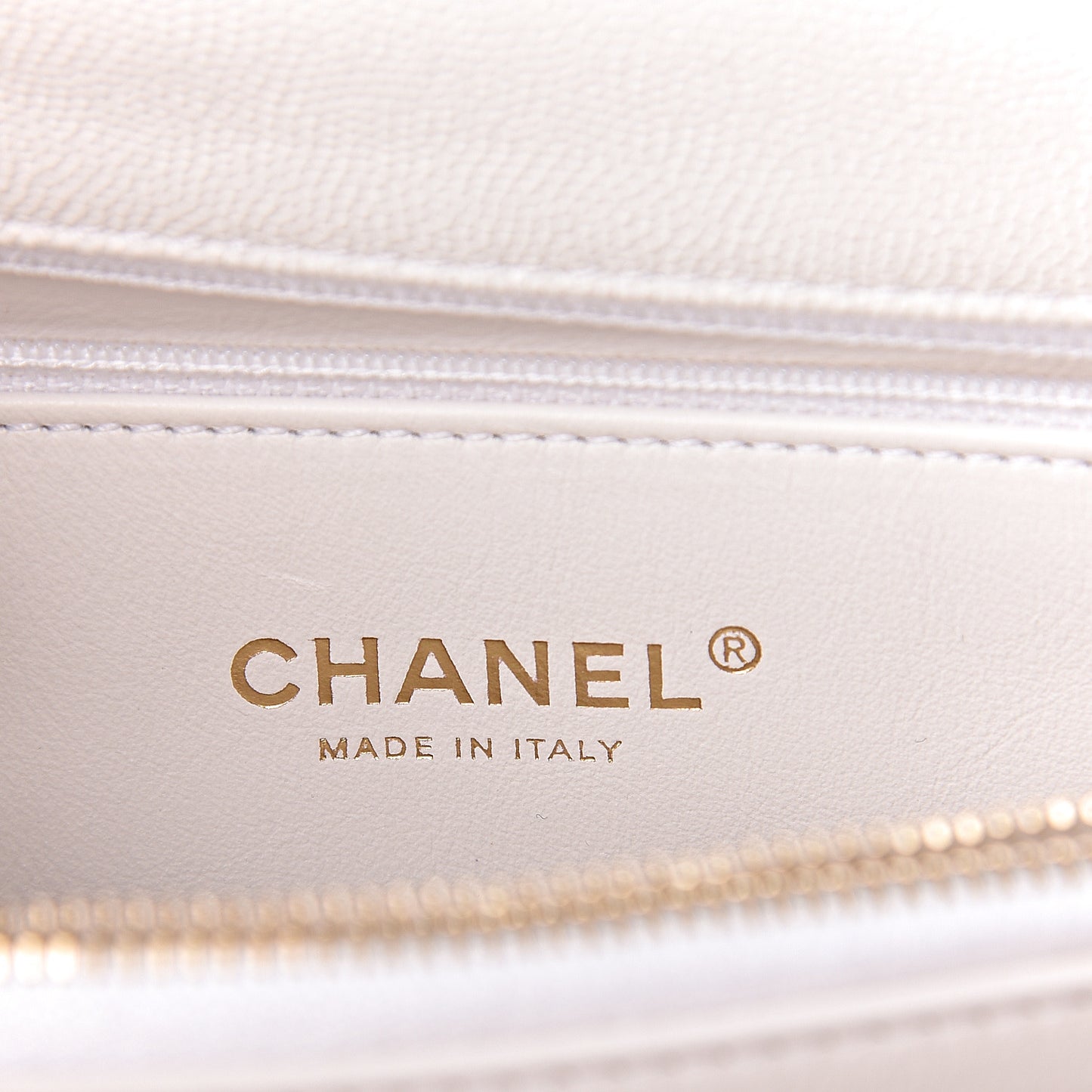 Caviar Lizard Quilted Small Coco Handle Flap White Beige