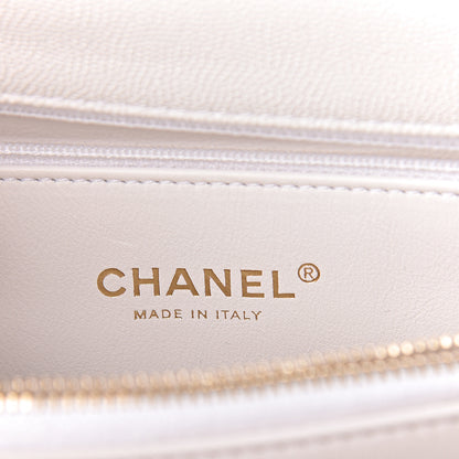 Chanel Caviar Lizard Quilted Small Coco Handle Flap White Beige 7 of 12