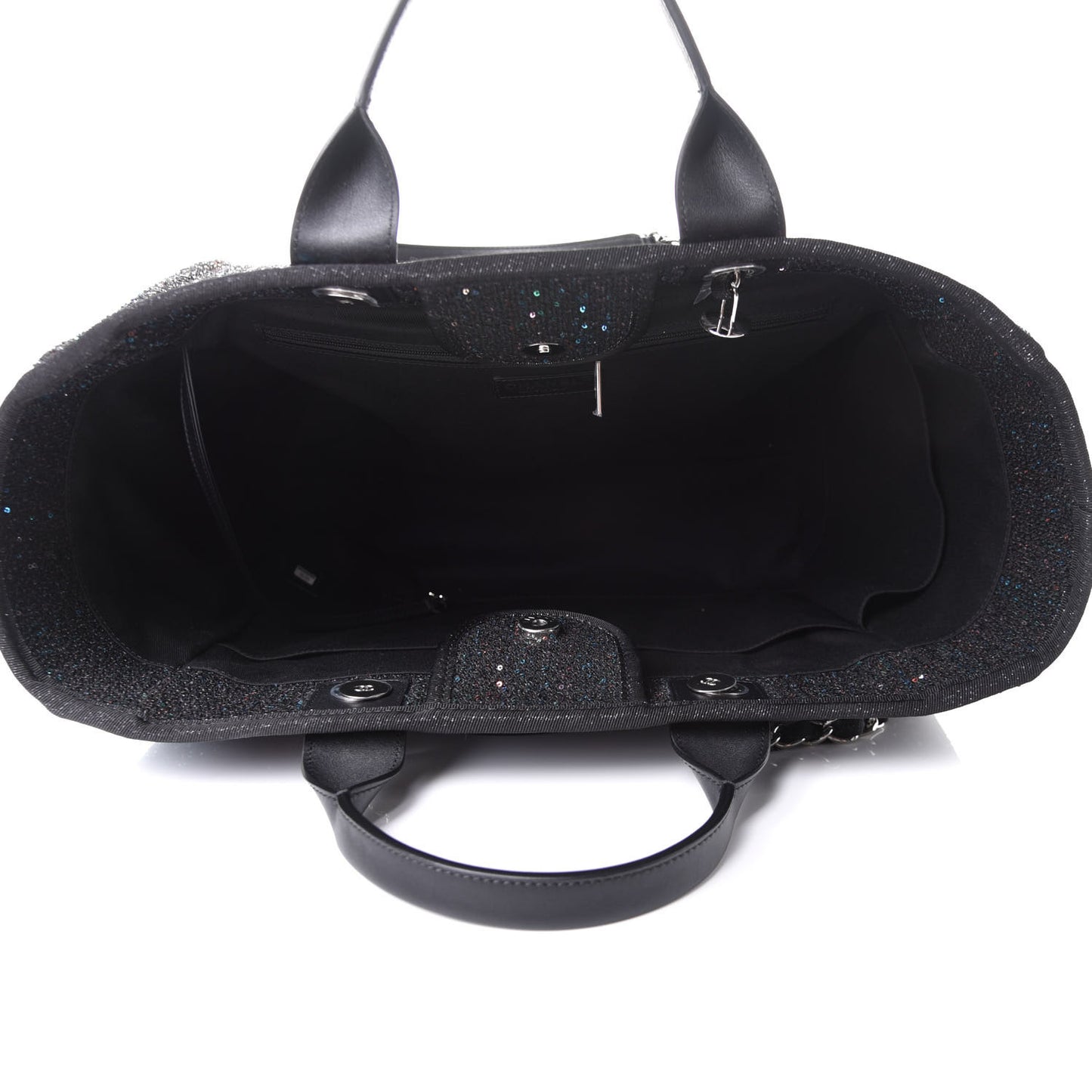 Calfskin Sequin Medium Deauville Tote Black