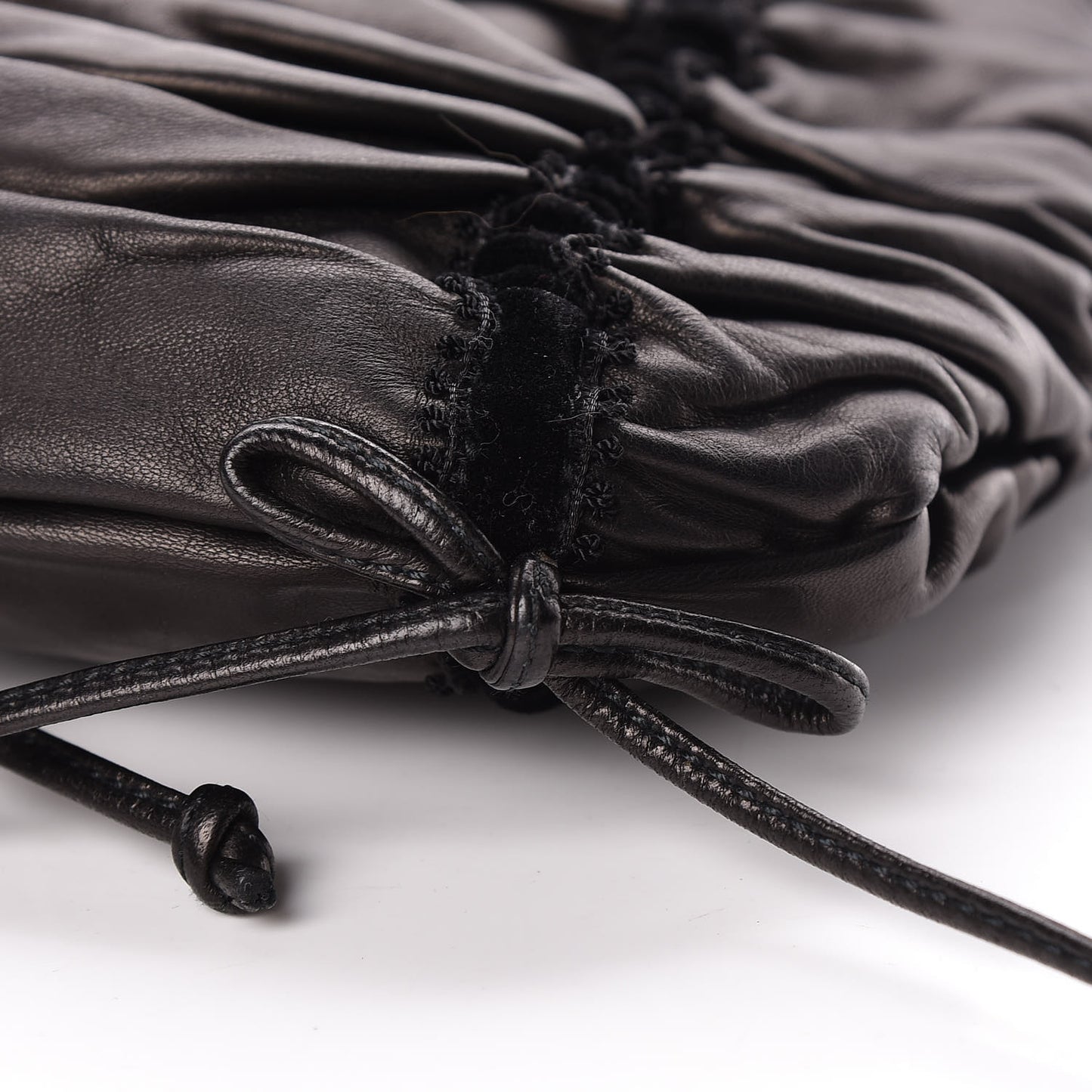 Nappa Velvet Drawstring Shoulder Bag Black