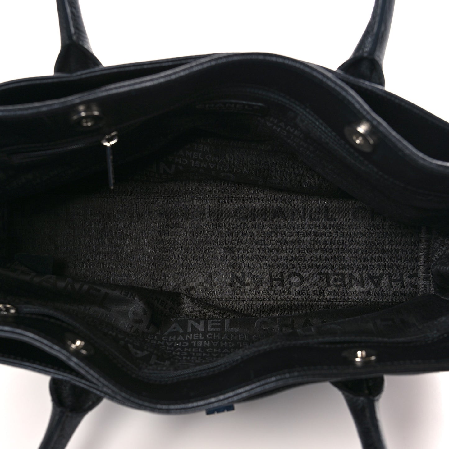 Calfskin Mademoiselle Lock Cerf Executive Shopper Tote Black