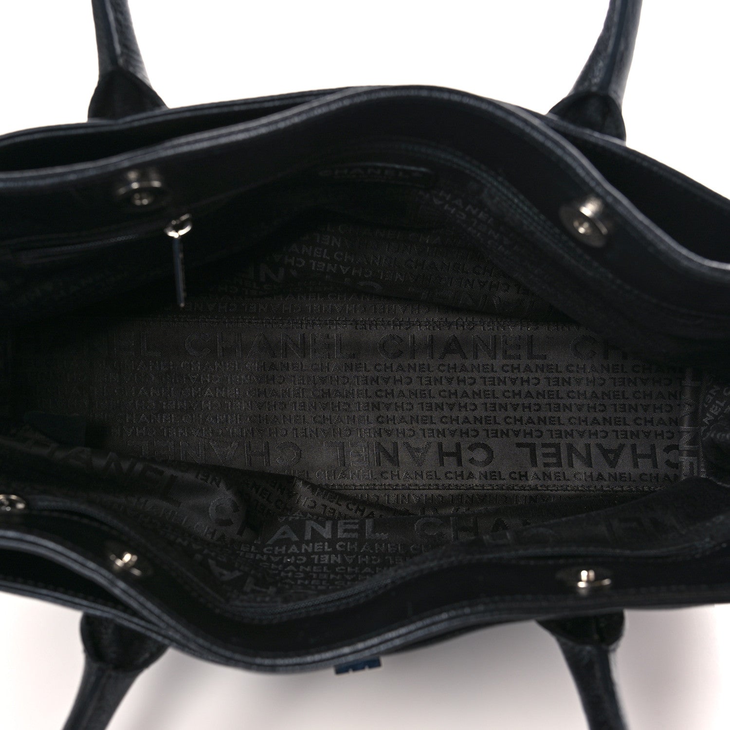 Chanel Calfskin Mademoiselle Lock Cerf Executive Shopper Tote Black 6 of 10