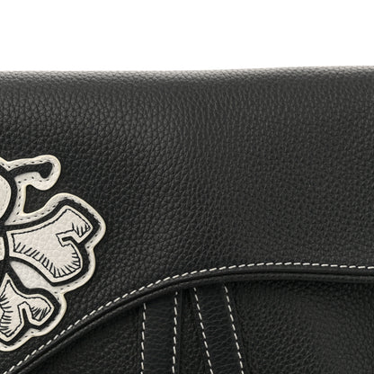 Christian Dior X SHAWN STUSSY Grained Calfskin Bee Saddle Bag Black 8 of 11