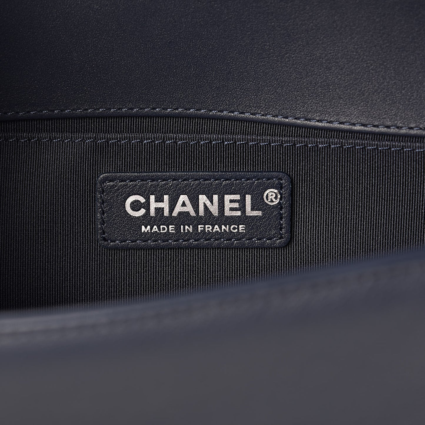 Calfskin Chevron Medium Boy Flap Navy