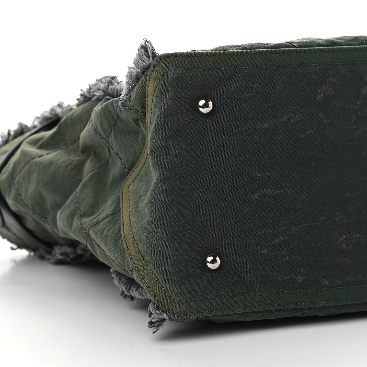 Chanel Canvas Stitched Tweed Large Tote Dark Green 8 of 9
