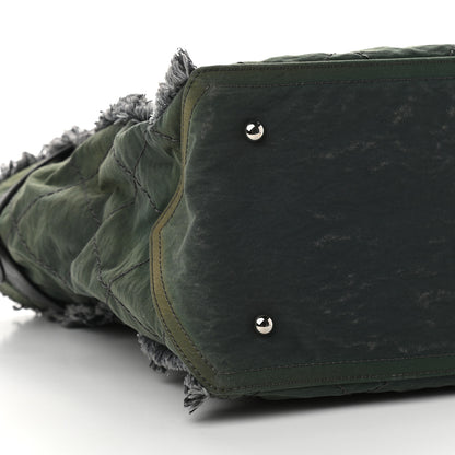 Chanel Canvas Stitched Tweed Large Tote Dark Green 8 of 9