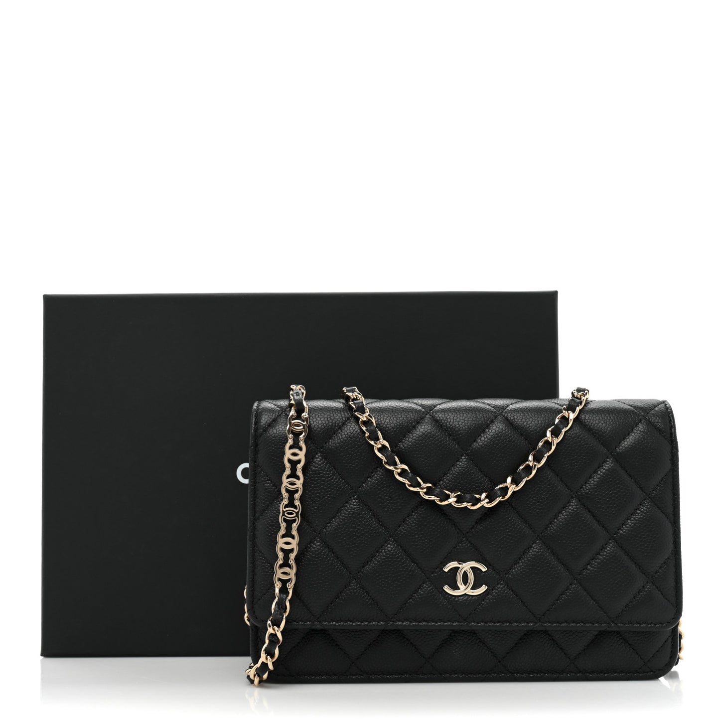Caviar Quilted Tiny CC Wallet On Chain WOC Black