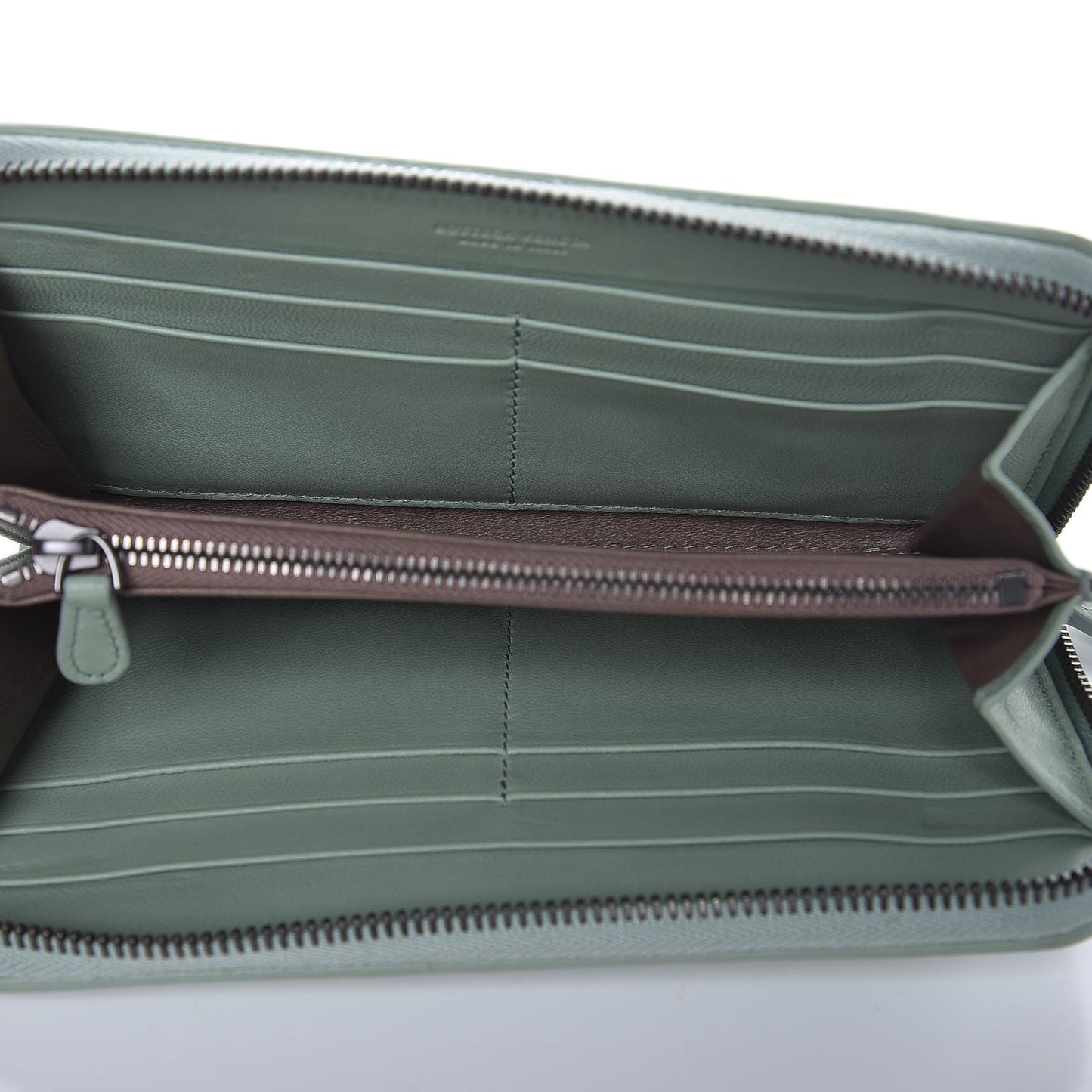 Nappa Intrecciato Zip Around Wallet New Sage