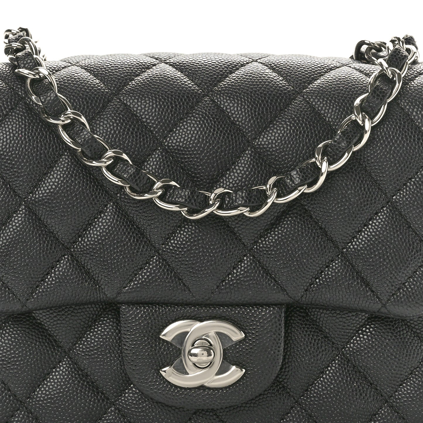 Caviar Quilted Mini Square Flap Black