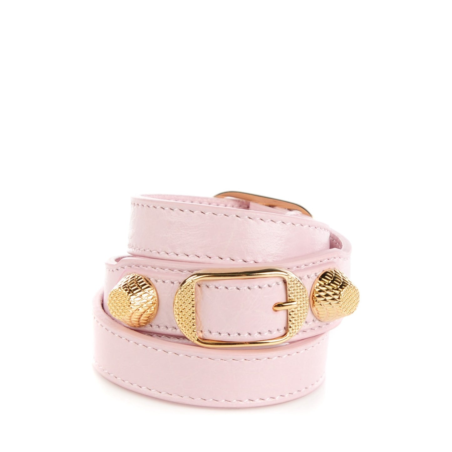 Agneau Giant 12 Gold Hardware Triple Tour Bracelet S Rose Poudre