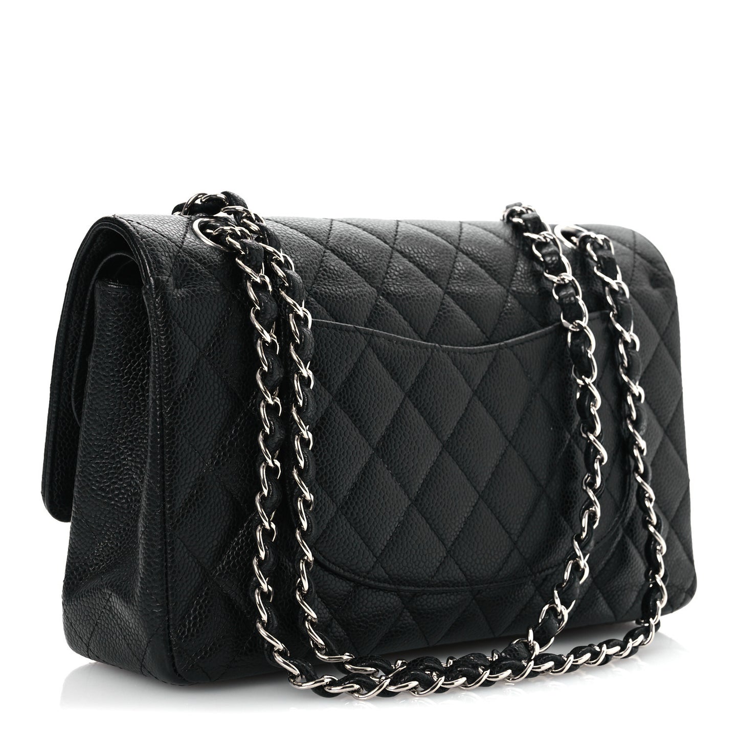 Caviar Quilted Medium Double Flap Black