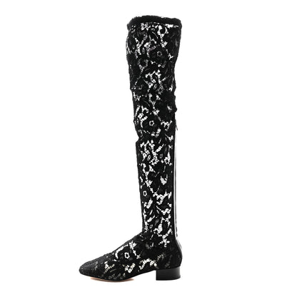 Valentino Garavani Lace Over The Knee Boots 39 Black 1 of 9