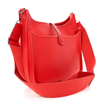 Hermes Taurillon Clemence Evelyne III PM Rouge Tomate 3 of 15