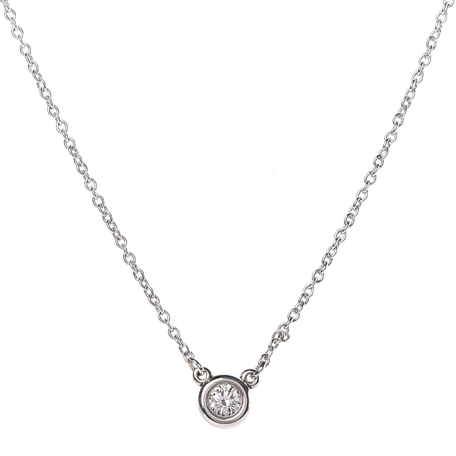 Tiffany Sterling Silver Diamond .10ct Elsa Peretti Diamonds by the Yard Pendant Necklace 4 of 9