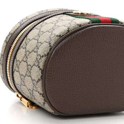 Gucci GG Supreme Monogram Textured Calfskin Web Ophidia Vanity Cosmetic Case Beige Ebony New Acero 10 of 13