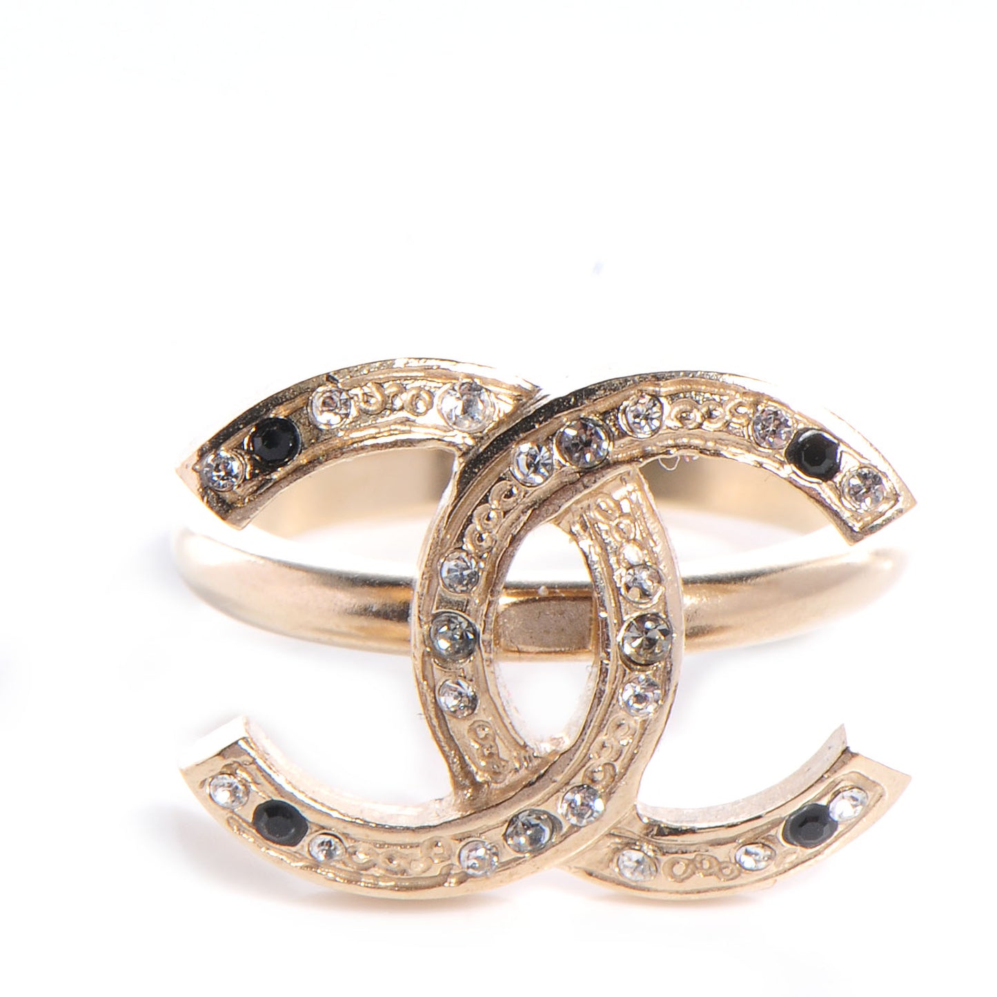 Crystal CC Logo Ring Size 6 Gold