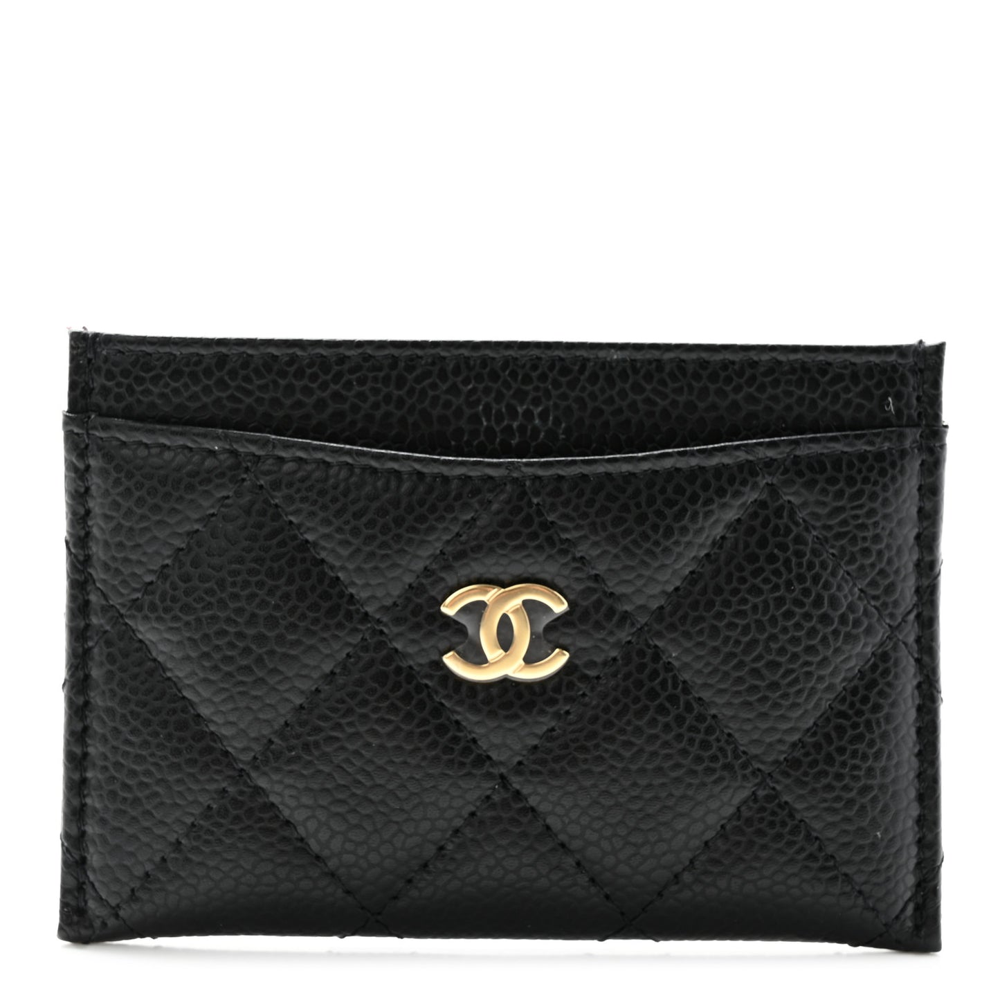 Caviar Quilted Card Holder Black