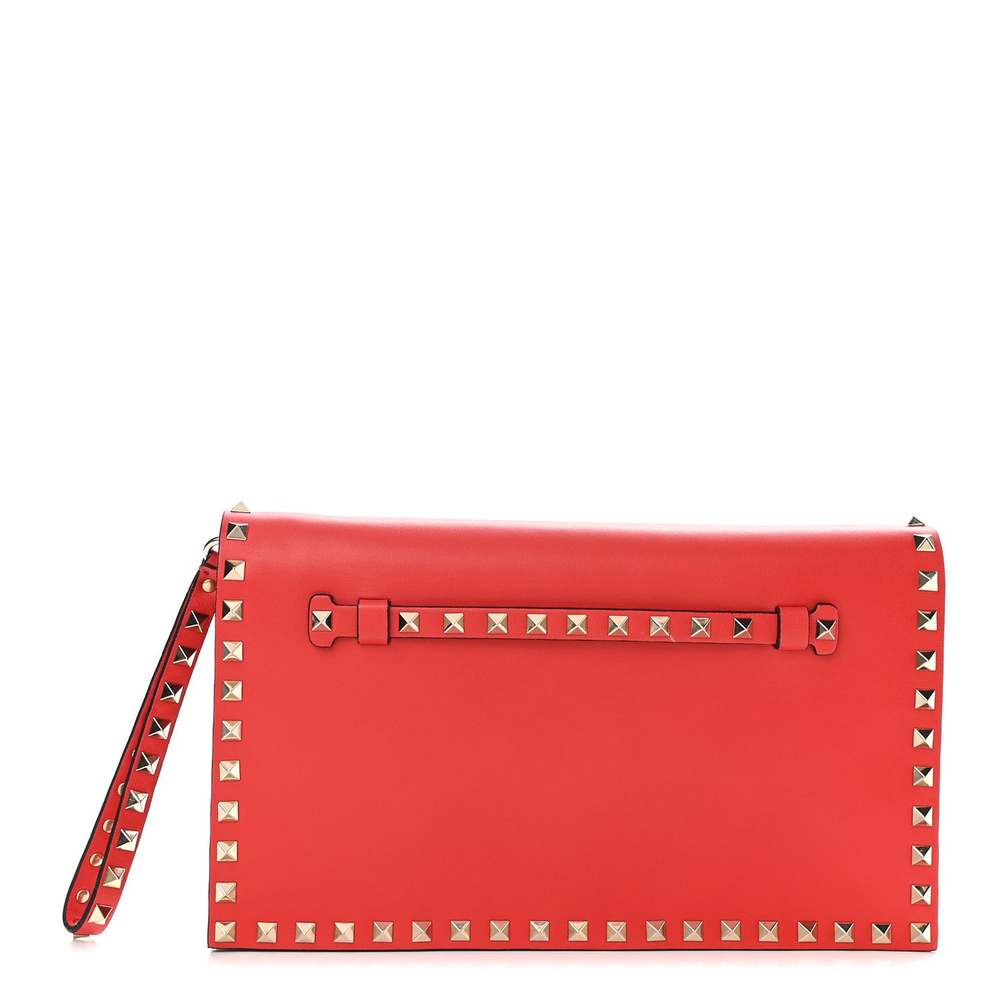 Nappa Rockstud Wristlet Clutch Deep Orange