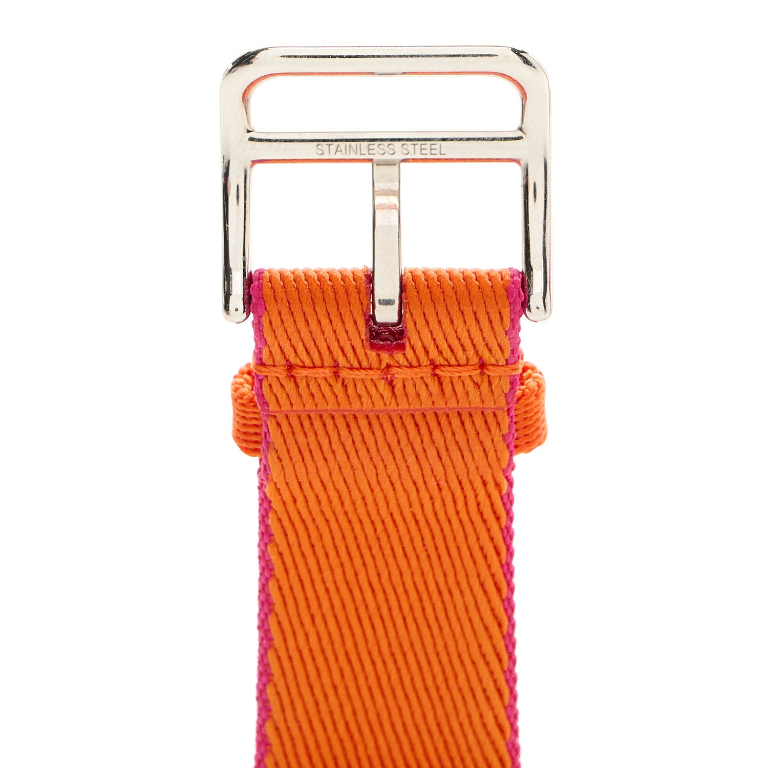 Hermes Nylon Weave 32mm Twill Jump Apple Watch Single Tour Strap Orange Rose Mexico 4 of 5