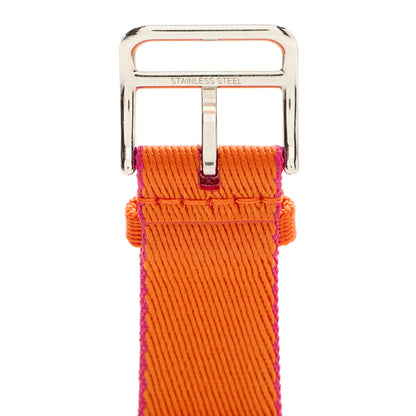 Hermes Nylon Weave 32mm Twill Jump Apple Watch Single Tour Strap Orange Rose Mexico 4 of 5