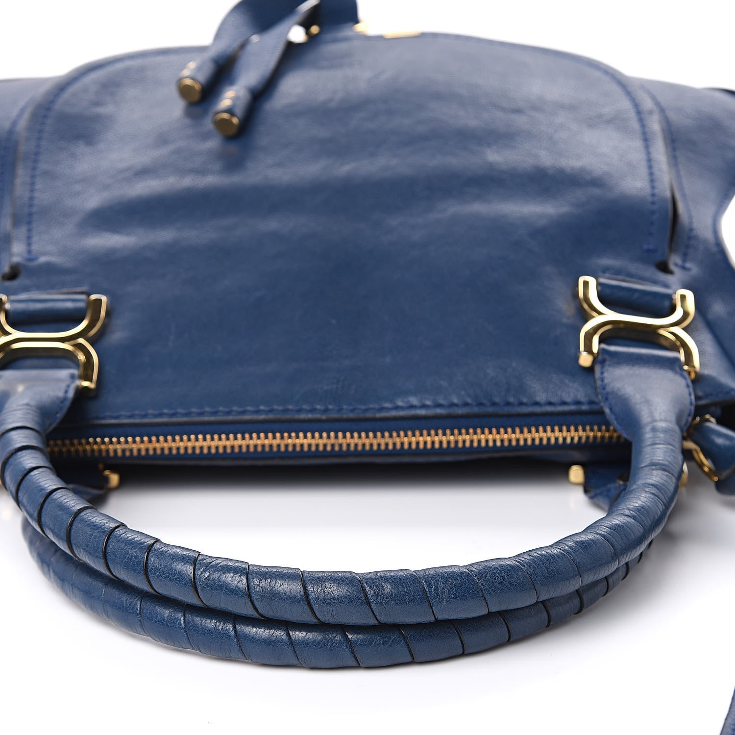 Chloe Natural Grain Calfskin Medium Marcie Nude Satchel Factory Blue 8 of 17