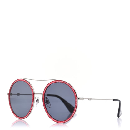 Gucci Metal Round Frame Glitter Sunglasses GG0061S Red 1 of 7