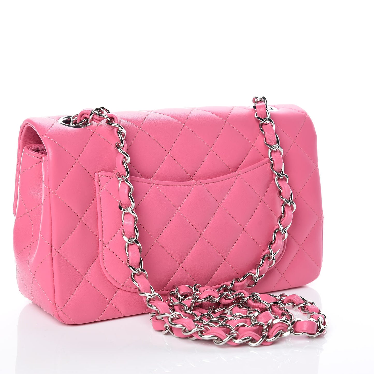 Lambskin Quilted Mini Rectangular Flap Pink